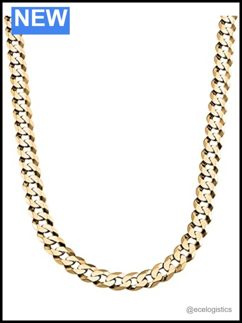 14K Gold Plated 925 Sterling Silver Curb Chain Necklace 6.5mm Italian